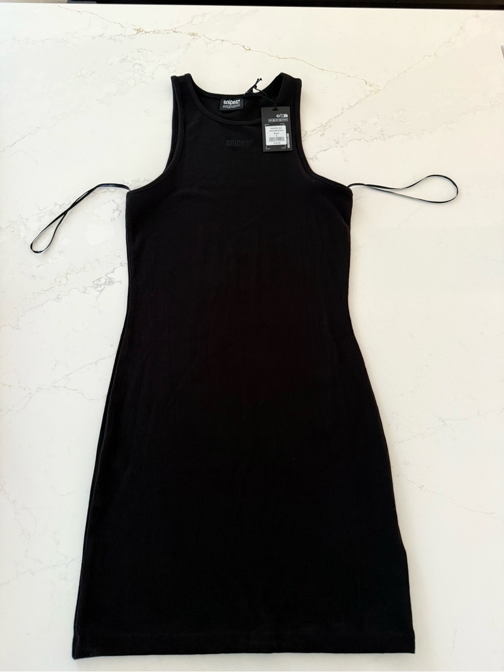 NWT SNIPES Ribbed Black Bodycon Midi/Mini Dress Size S